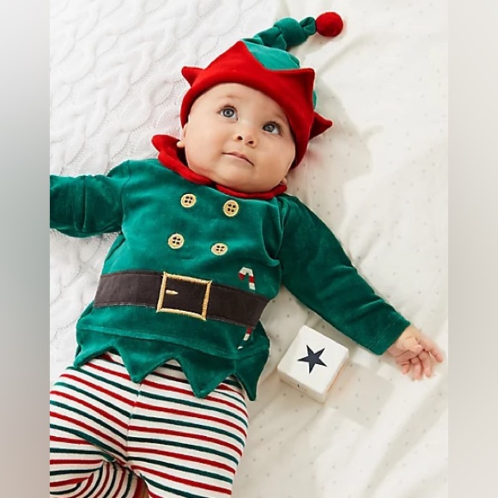 3pc Cotton Rich Christmas Elf Outfit